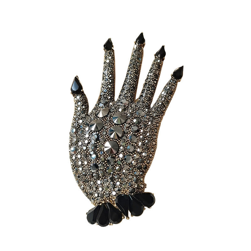 Metal Full Diamond Palm Brooch Creative Rhinestone