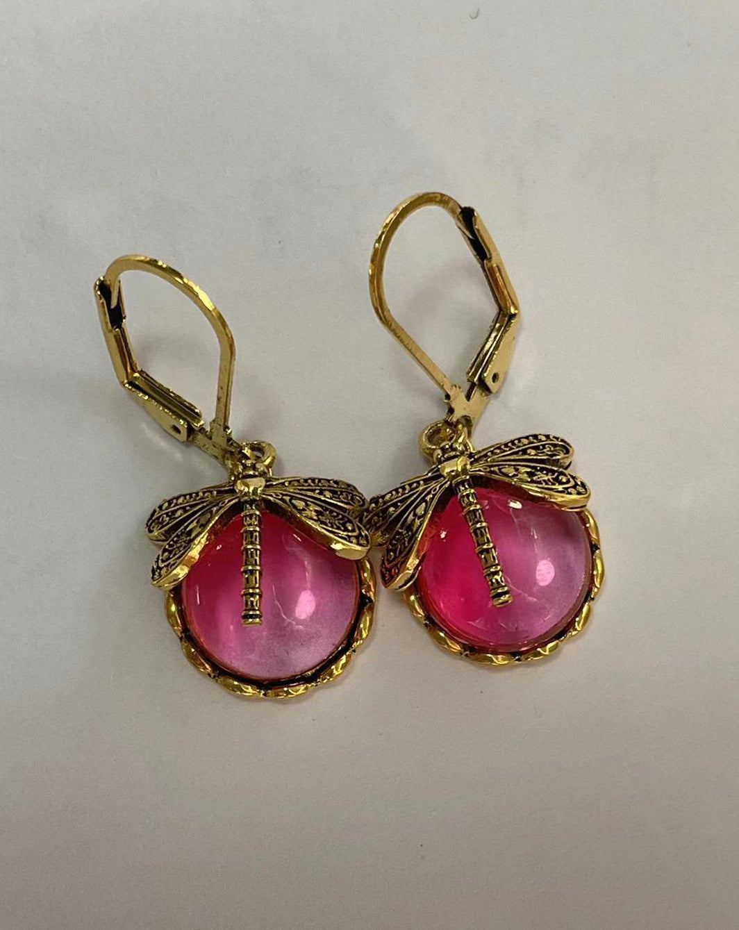 Vintage Dragonfly Pendant Boho Chakra Drop Earrings