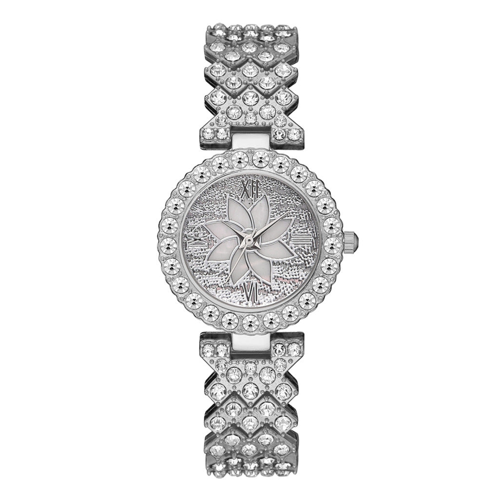 Diamond-embedded Starry Sky Flower Disk Bracelet Watch Women's Suit