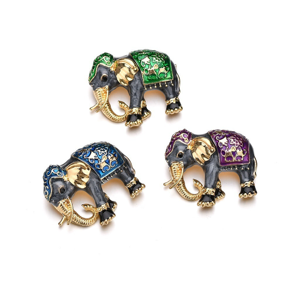 Drip Oil Vintage Enamel Elephant Brooch Accessories