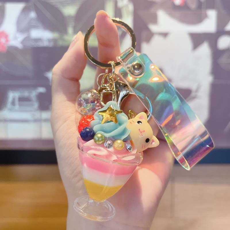 New Creative Animal Ice Cream Keychain Pendant