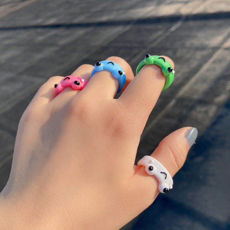 Trendy Simple Geometric Broadside Frog Ring