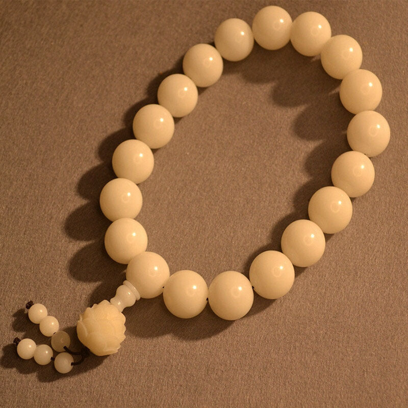 Natural White Jade Bodhi Root Round Beads Eighteen Hand-held Rosary String