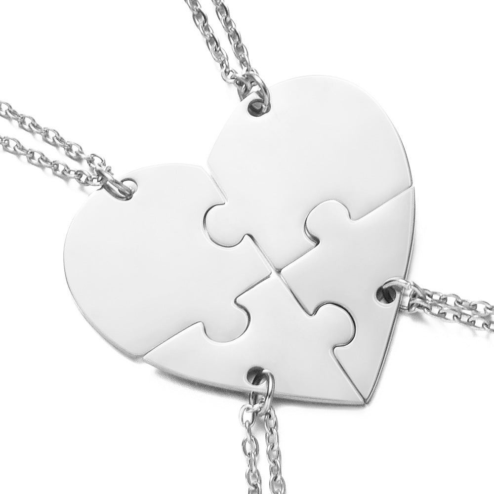 Stainless Steel Combination Heart-shaped Necklace Lettering