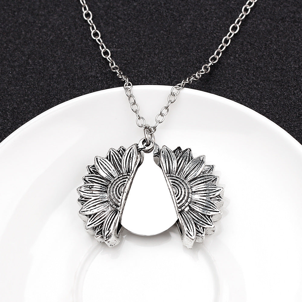 Personalized Sunflower Engraved Necklace