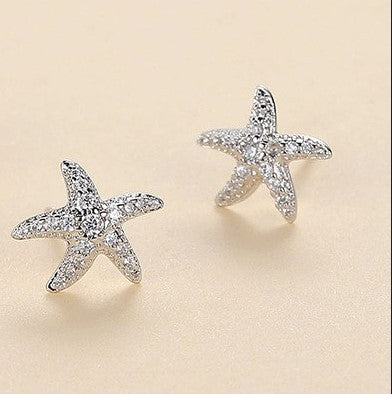 Full Diamond Starfish Stud Earrings Women's Advanced Design