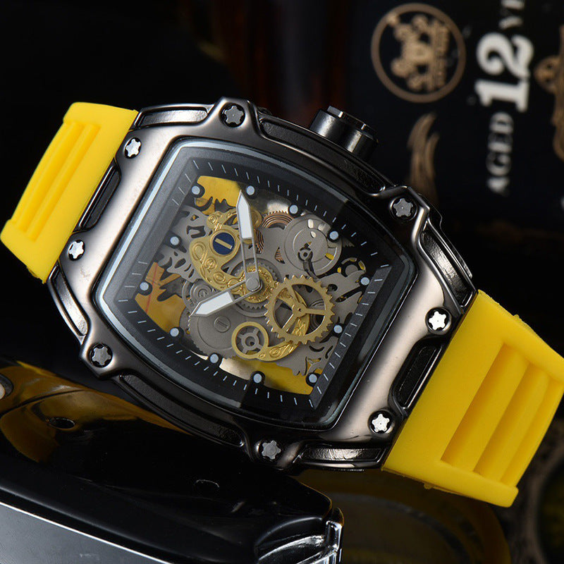 Two Hands Turn Dial Personalized Skeleton Transparent Quartz Watch