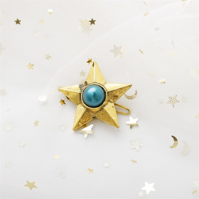 Vintage Pearl Gemstone Five-pointed Star Hairpin