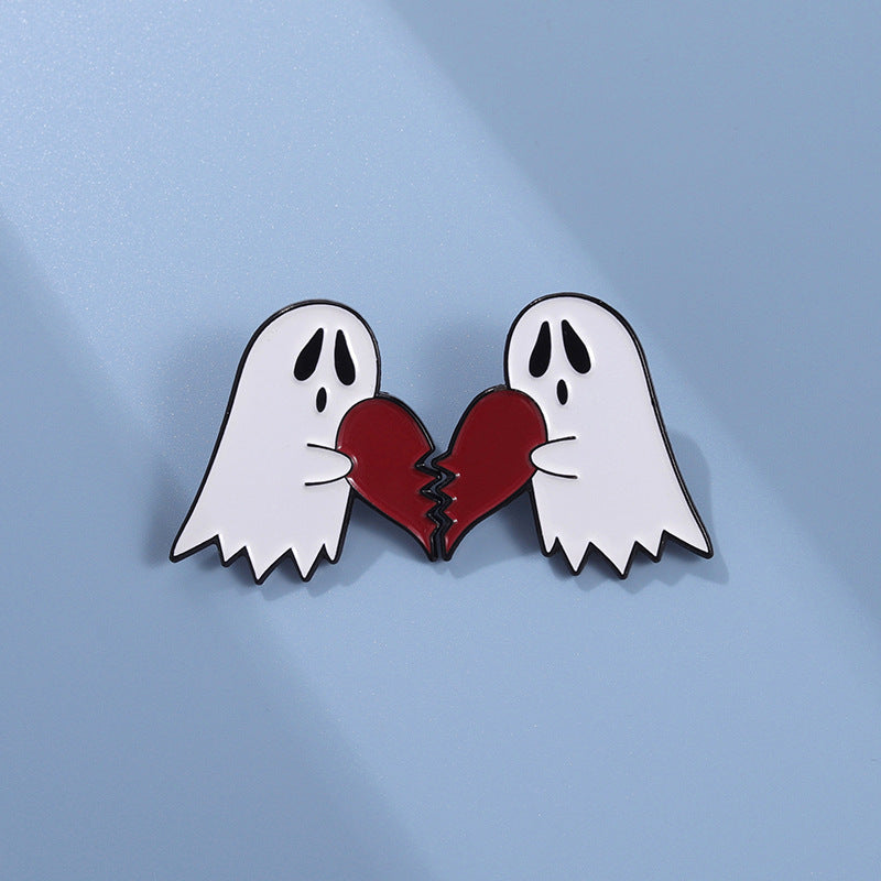 Creative Halloween Couple Breastpin Metal Emblem Ghost Love New Neckpin