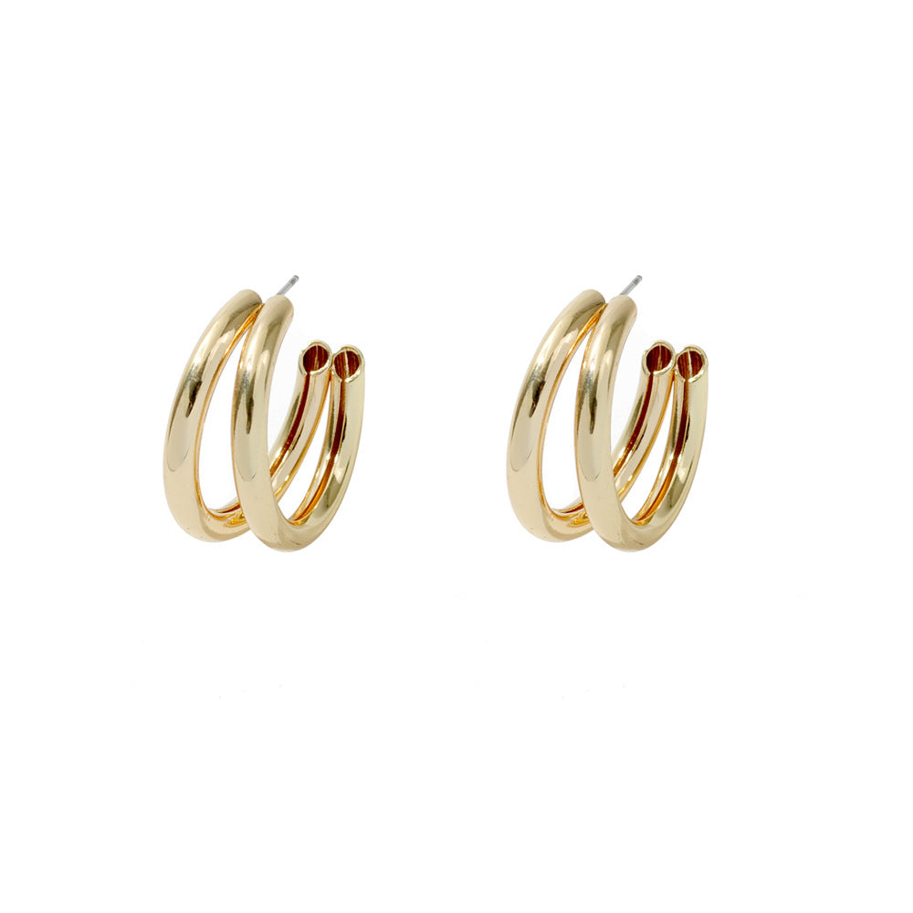 Simple Double C-shaped Metal Earrings