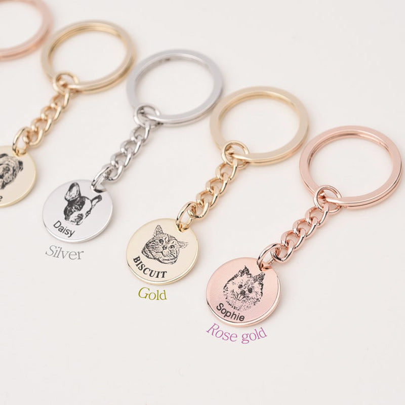 Ins Pet Cat And Dog  Photo Diy Keychain