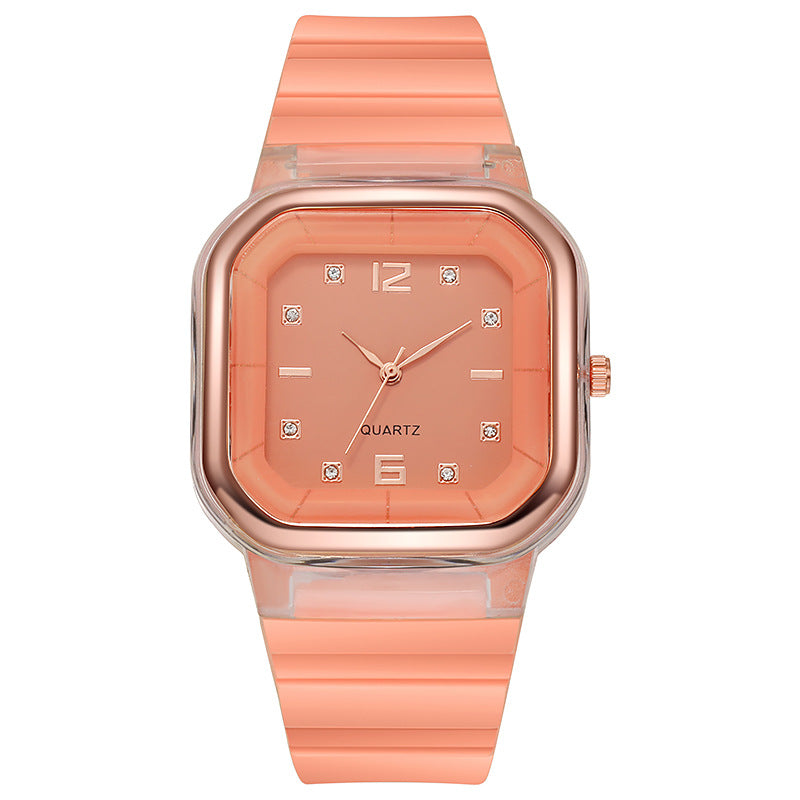 Student Style Children's Silicone Diamond Trend Fashion Square Women's Watch