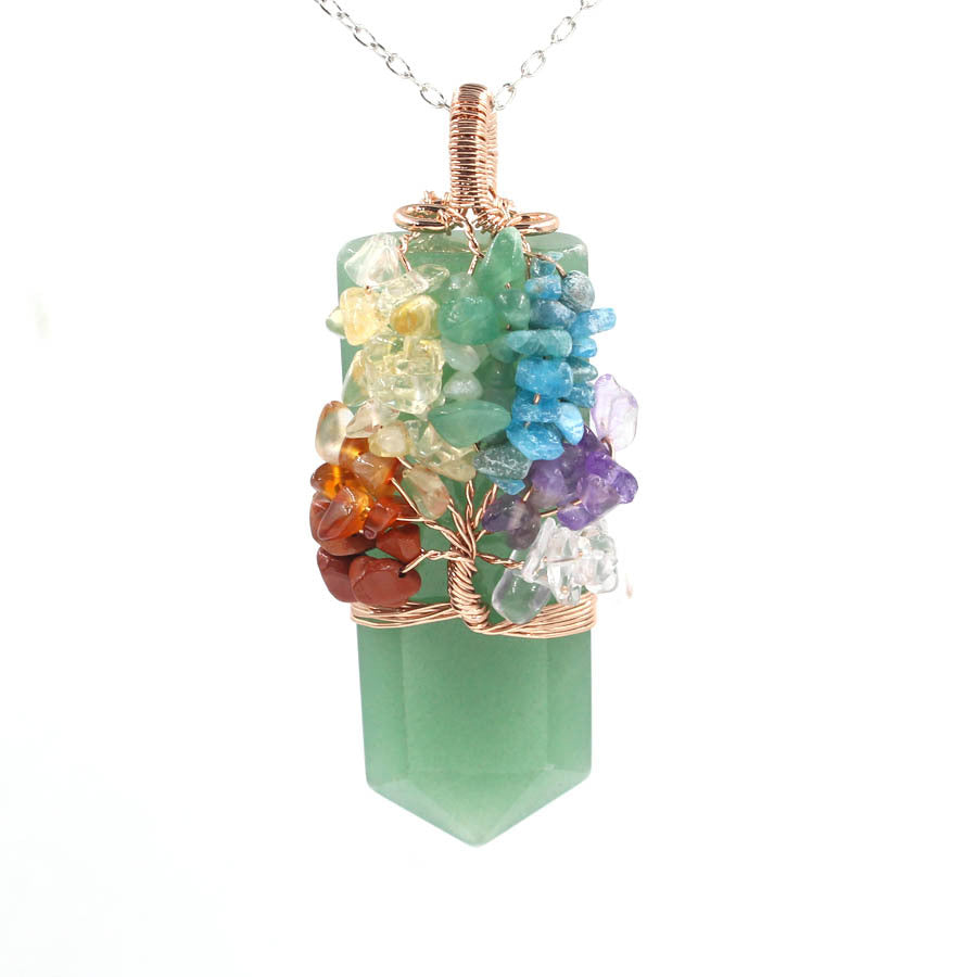 Sword-shaped Crystal Pillar Tree Of Life Winding Pendant