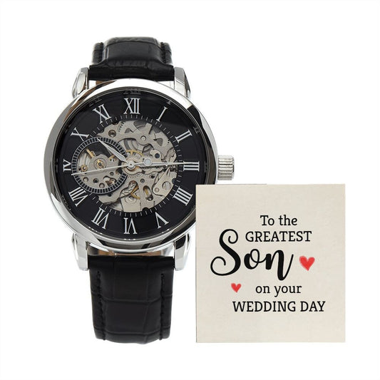 Men's Openwork Watch With Message Card Gift : To The Greatest Son - Gifts For Birthday, Graduation