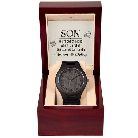 Wooden Watch With Message Card Gift : Son - You're One Of A Kind - Gifts For Birthday, Graduation