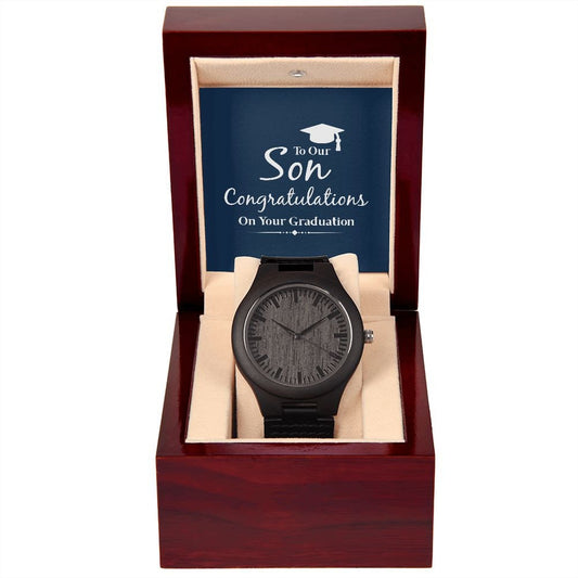 Wooden Watch With Message Card : Graduation Gifts - To Our Son Congratulations On Your Graduation