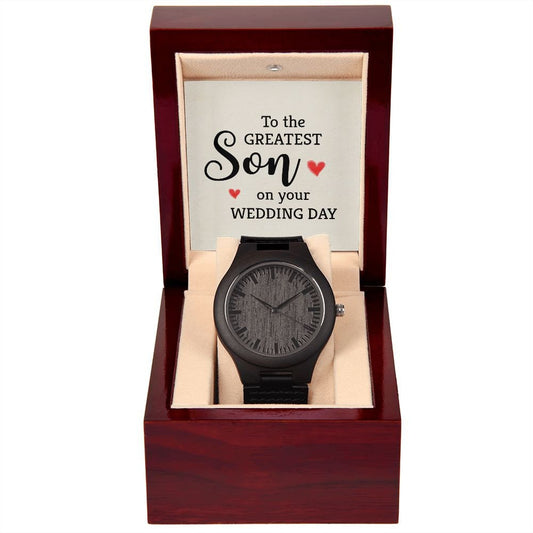 Wooden Watch With Message Card Gift : To The Greatest Son - Gifts For Birthday, Graduation