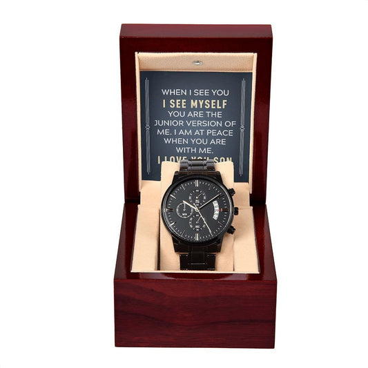 Black Chronograph Watch With Message Card Gift : To My Son-When I See You - Gifts For Birthday, Graduation
