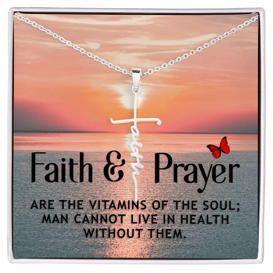 Faith Cross Necklace With Message Card : Religious Gifts - Faith And Prayer - Gifts For Christmas, Wedding, Birthday, Son, Wife, Daughter