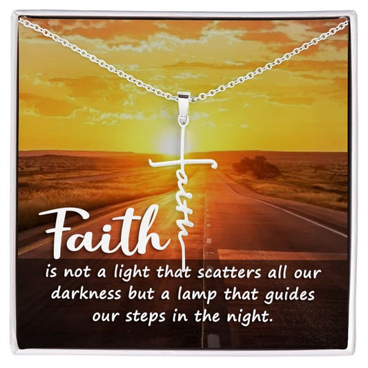 Faith Cross Necklace With Message Card: Religious Gifts - Faith Is Not A Light - Gifts For Christmas, Wedding, Birthday, Son, Wife, Daughter