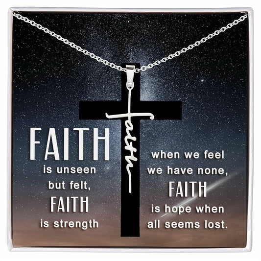 Faith Cross Necklace With Message Card : Religious Gifts - Faith Is Unseen - Gifts For Christmas, Wedding, Birthday, Son, Wife, Daughter