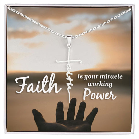 Faith Cross Necklace With Message Card: Religious Gifts- Faith Is Your Miracle - Gifts For Christmas, Wedding, Birthday, Son, Wife, Daughter