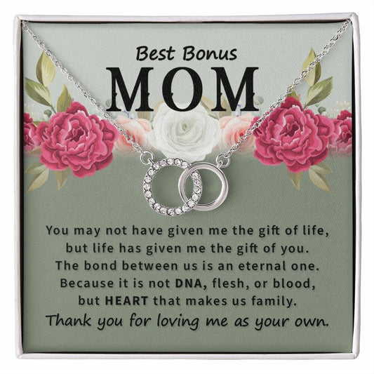 Perfect Pair Necklace With Message Card : Gifts For Mom - Best Bonus Mom - You May Not Have - Gift For Mother's Day, Birthday