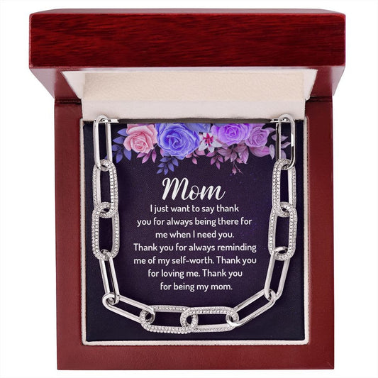 Forever Linked Necklace With Message Card : Gifts For Mom - I Just Want To Say Thank You - Gift For Mother's Day, Birthday