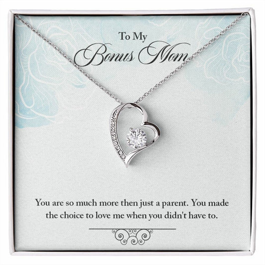 Forever Love Necklace With Message Card : Gifts For Mom - To Bonus Mom - More Than A Parent - Gift For Mother's Day, Birthday