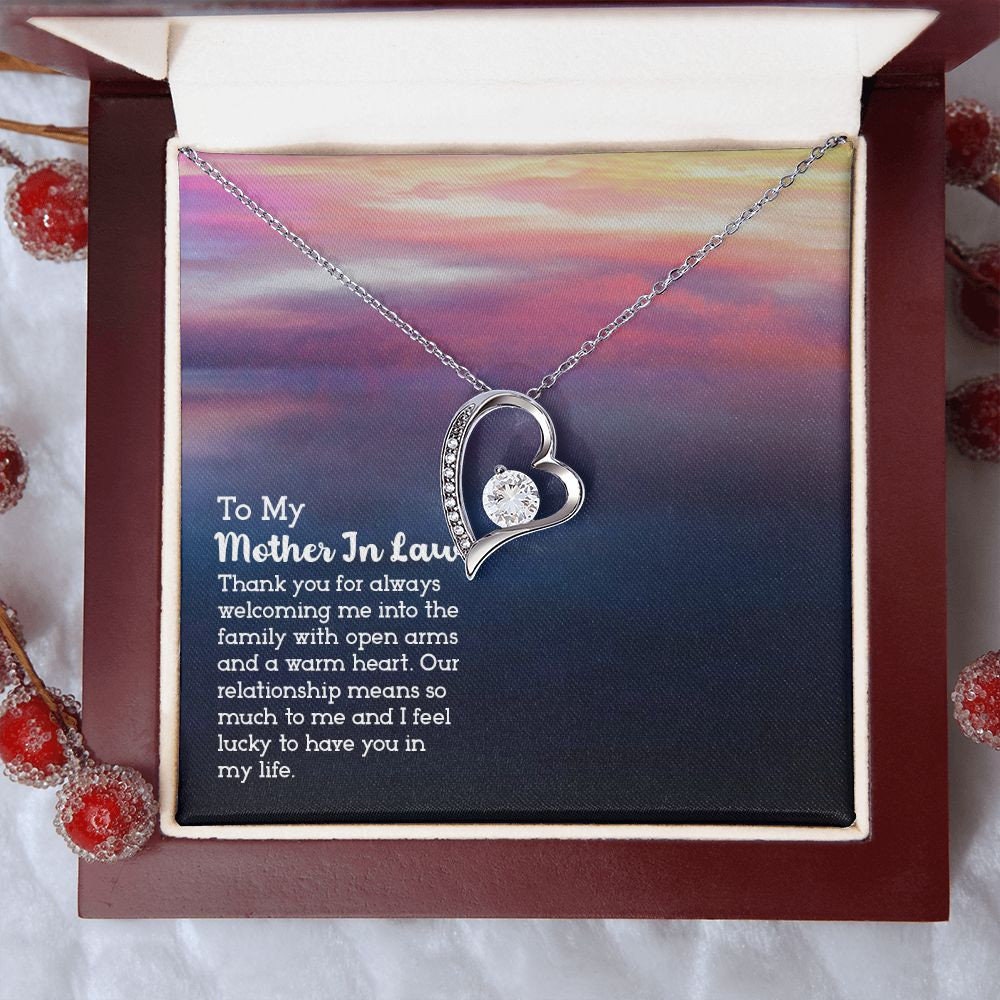 Forever Love Necklace With Message Card : To My Mother In Law - Gift For Mother's Day, Birthday