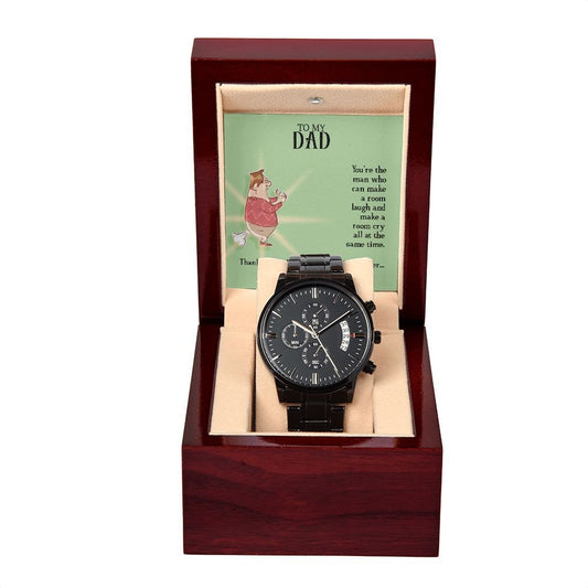 Black Chronograph Watch With Message Card : Gifts For Dad - You're The Man Who - Gift For Father's Day, Birthday