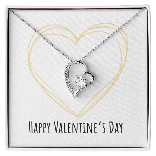 Forever Love Necklace With Message Card Gift : Happy Valentine's Day - Golden Heart Valentines Day Gifts