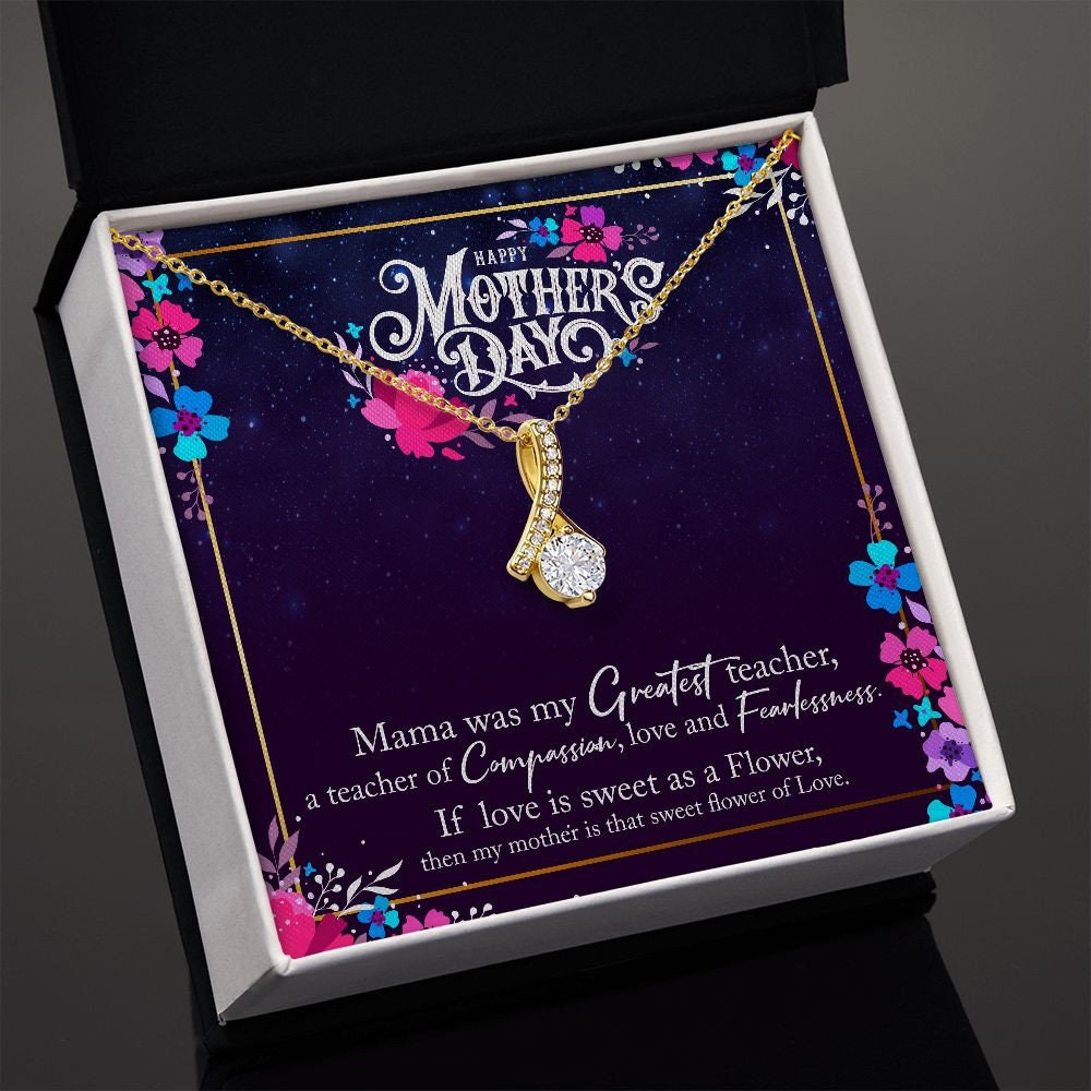 Alluring Beauty Necklace With Message Card : Gifts For Mom - Happy Mother's Day - Mama Was My Greatest Teacher