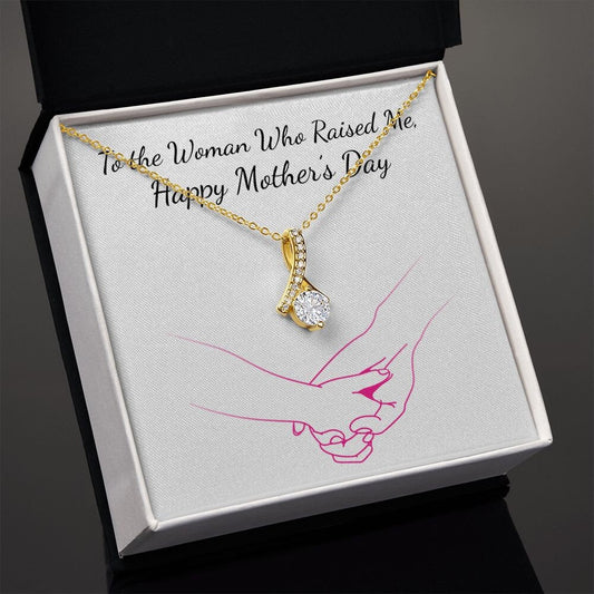 Alluring Beauty Necklace With Message Card : Gifts For Mom - Happy Mother's Day - To The Woman Who Raised Me