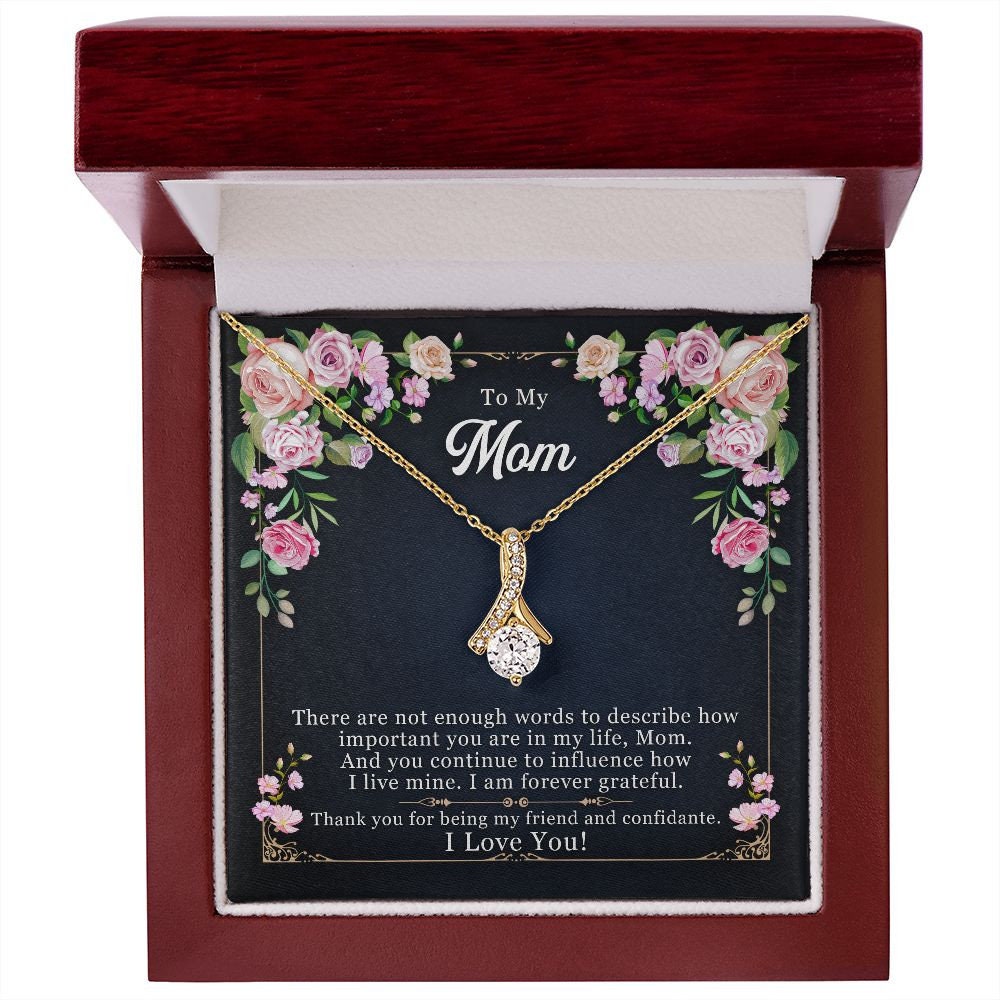Alluring Beauty Necklace With Message Card : Gifts For Mom - There Are Not Enough Words - Gift For Mother's Day, Birthday