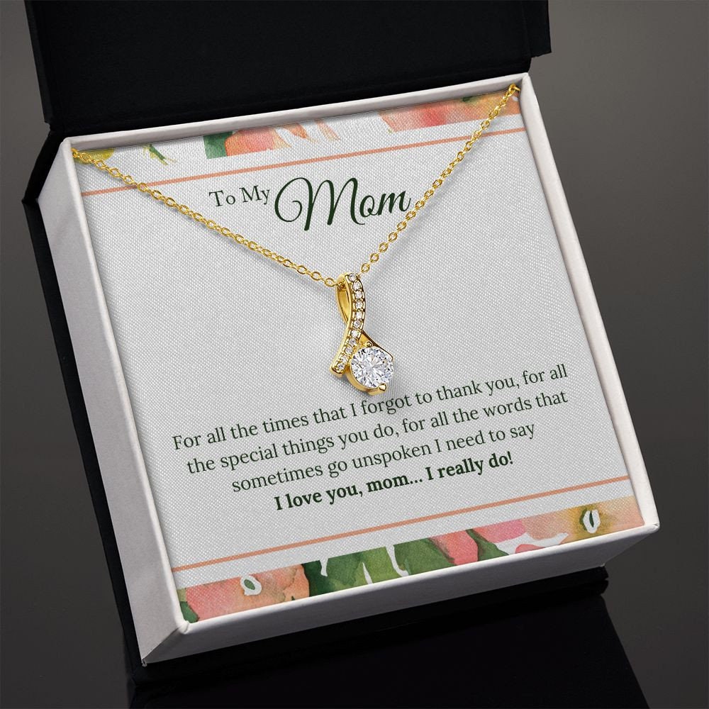 Alluring Beauty Necklace With Message Card : Gifts For Mom - I Love You, I Really Do - Gift For Mother's Day, Birthday
