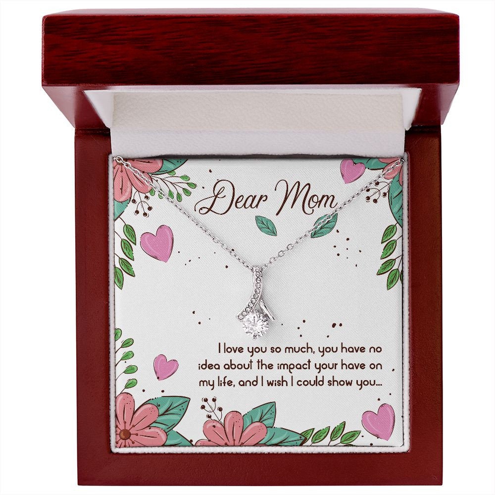 Alluring Beauty Necklace With Message Card : Gifts For Mom - Dear Mom I Love You So Much - Gift For Mother's Day, Birthday