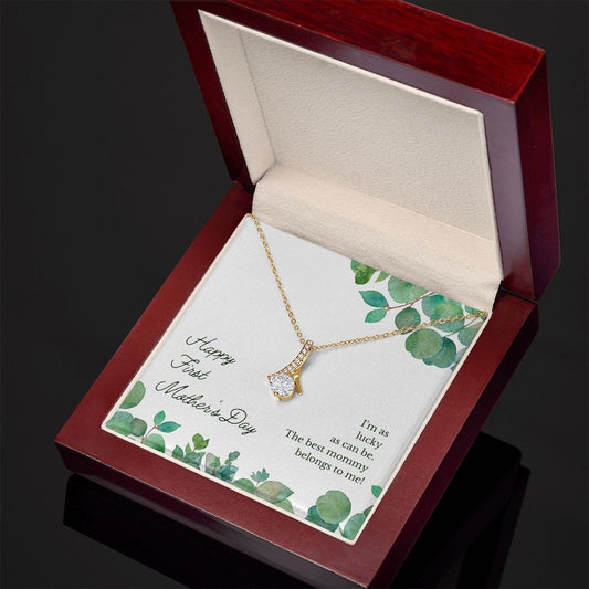 Alluring Beauty Necklace With Message Card : Gifts For Mom - Happy First Mother's Day