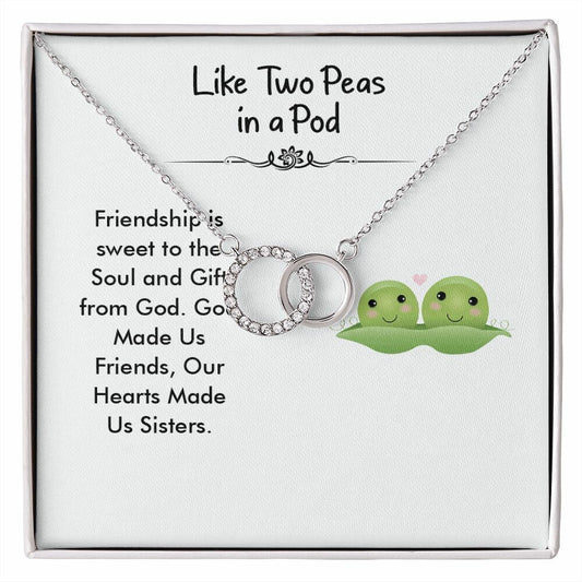 Perfect Pair Necklace With Message Card : Gifts For Friends - Like Two Peas In A Pod - Gift For Birthday, Graduation