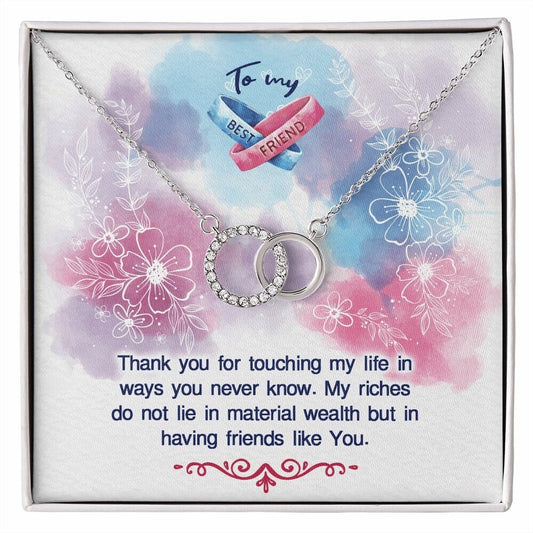 Perfect Pair Necklace With Message Card : Gifts For Friends - Thank You For Touching My Life - Gift For Birthday, Graduation