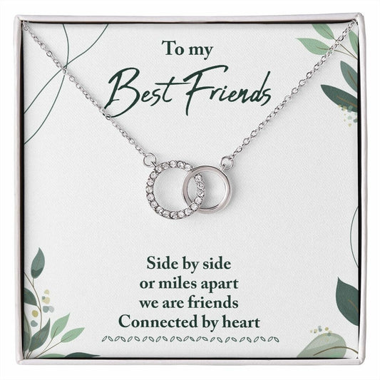 Perfect Pair Necklace With Message Card : Gifts For Friends - Side By Side Or Miles Apart - Gift For Birthday, Graduation