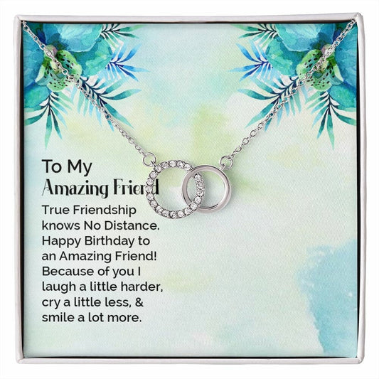 Perfect Pair Necklace With Message Card : Gifts For Friends - True Friendship Knows No Distance - Gift For Birthday, Graduation