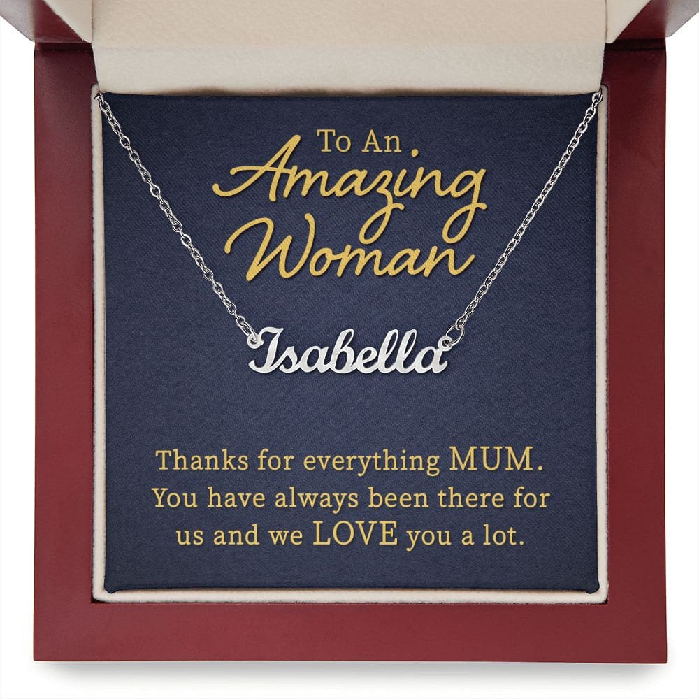 Custom Name Necklace With Message Card : Gifts For Mom - To An Amazing Woman - Gift For Mother's Day, Birthday
