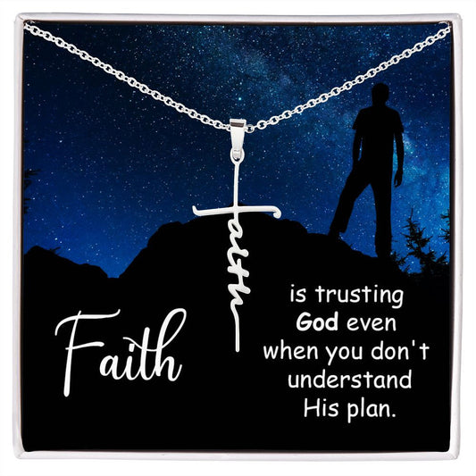 Faith Cross Necklace With Message Card: Religious Gifts- Faith Is Trusting God - Gifts For Christmas, Wedding, Birthday, Son, Wife, Daughter