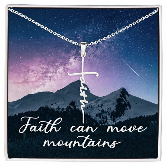 Faith Cross Necklace With Message Card: Religious Gifts- Faith Can Move Mountains - Gifts For Christmas, Wedding, Birthday, Girlfriend, Wife