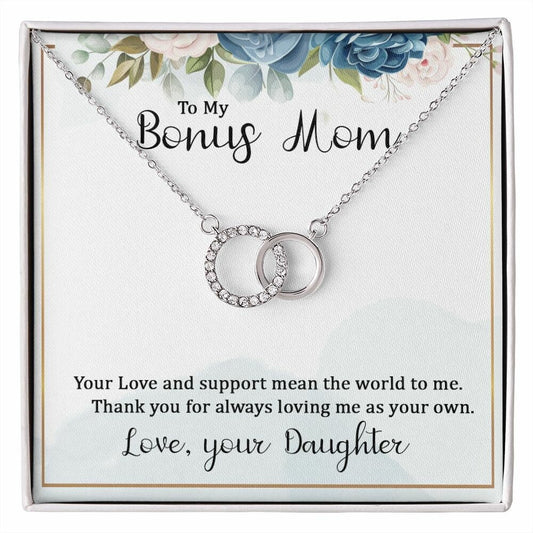 Perfect Pair Necklace With Message Card : Gifts For Mom - To My Bonus Mom - Gift For Mother's Day, Birthday