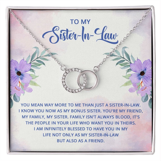 Perfect Pair Necklace With Message Card : To My Sister-In-Law - I Know You Now As My Bonus Sister - Gift For Birthday, Graduation