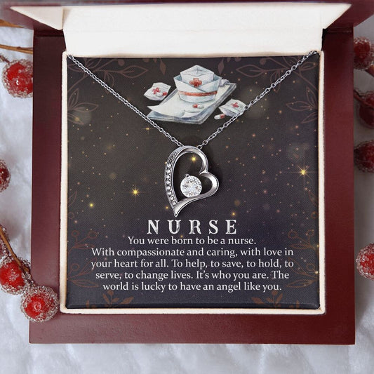 Forever Love Necklace With Message Card Gift : You Were Born To Be A Nurse - Gifts For Nurses