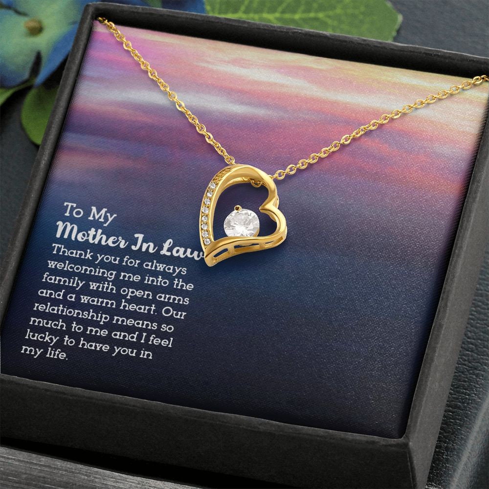 Forever Love Necklace With Message Card : To My Mother In Law - Gift For Mother's Day, Birthday