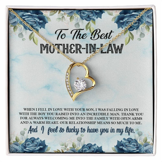 Forever Love Necklace With Message Card : To The Best Mother-In-Law - Gift For Mother's Day, Birthday